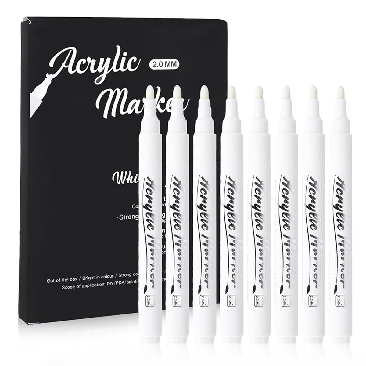 HASTHIP 8 Pack White Paint Pen White Acrylic Permanent Marker White Mark Pens, 2mm Waterproof Smudge Resistant Quick Dry Mark Pens, for Plastic Leather Glass Stone Metal Canvas Ceramic Marker HASTHIP 8 Pack White Paint Pen White Acrylic Permanent Marker White Mark Pens, 2mm Waterproof Smudge Resistant Quick Dry Mark Pens, for Plastic Leather Glass Stone Metal Canvas Ceramic Marker
